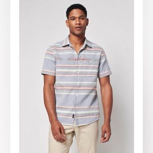 Faherty Mens Blue Striped Button Up Shirt